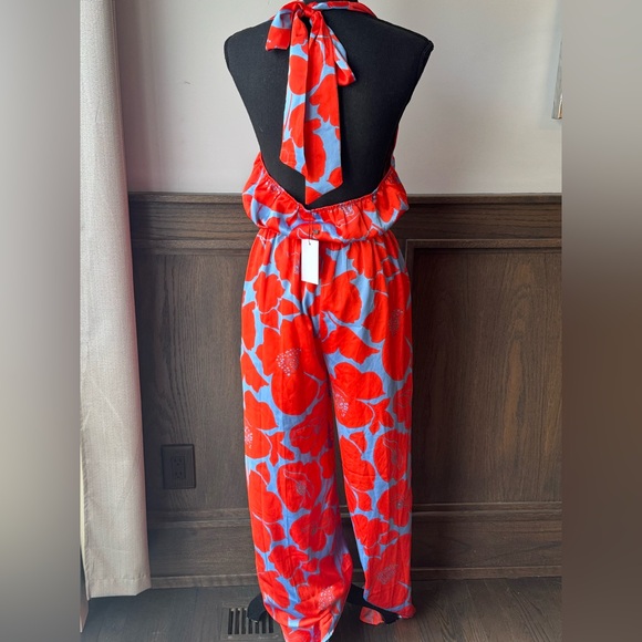Sugarlips Orange and Blue Floral halter top Jumpsuit NWT M - Picture 9 of 9